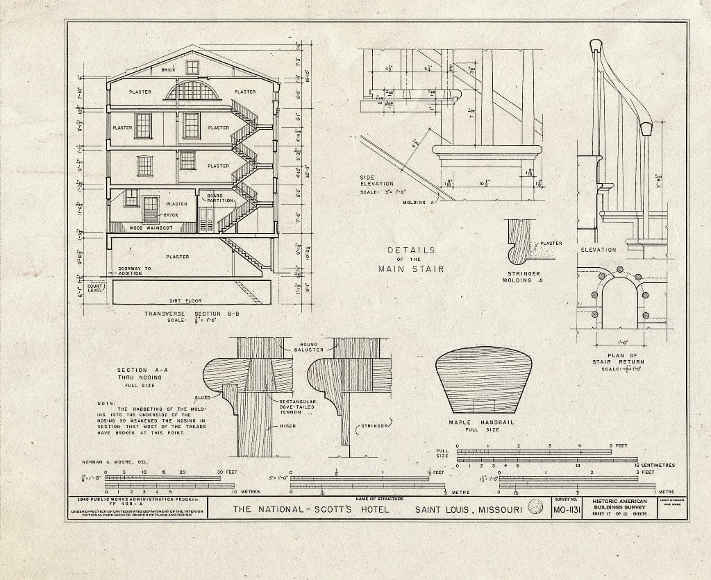 Blueprint HABS MO,96-SALU,43- (Sheet 17 of 21) - St. Louis River Front, New National Hotel, 300 Market Street, Saint Louis, Independent City, MO