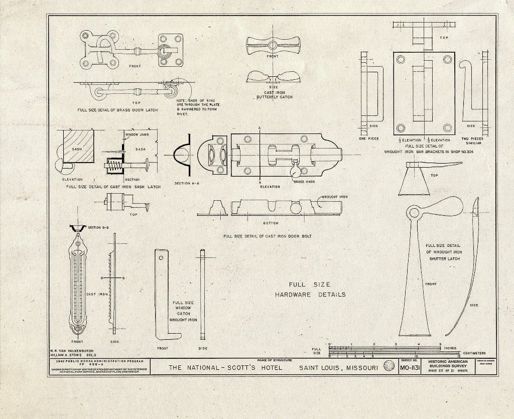 Blueprint HABS MO,96-SALU,43- (Sheet 20 of 21) - St. Louis River Front, New National Hotel, 300 Market Street, Saint Louis, Independent City, MO