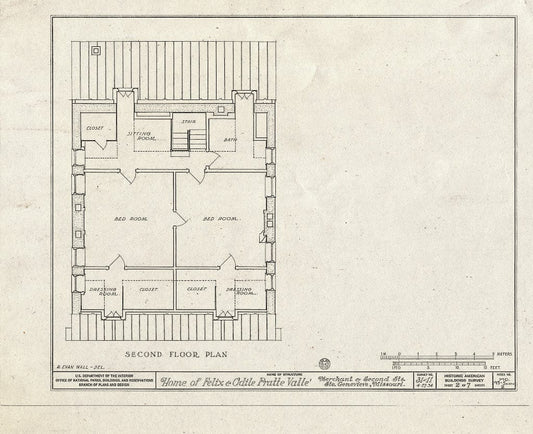 Blueprint HABS MO,97-SAIGEN,2- (Sheet 2 of 7) - Felix & Odile Pratt Valle House, Merchant & Second Streets, Sainte Genevieve, Ste. Genevieve County, MO