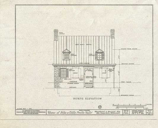 Blueprint HABS MO,97-SAIGEN,2- (Sheet 3 of 7) - Felix & Odile Pratt Valle House, Merchant & Second Streets, Sainte Genevieve, Ste. Genevieve County, MO