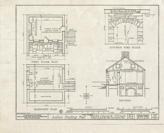 Blueprint HABS MO,97-SAIGEN,4- (Sheet 1 of 2) - Indian Trading Post, Second & Merchant Streets, Sainte Genevieve, Ste. Genevieve County, MO