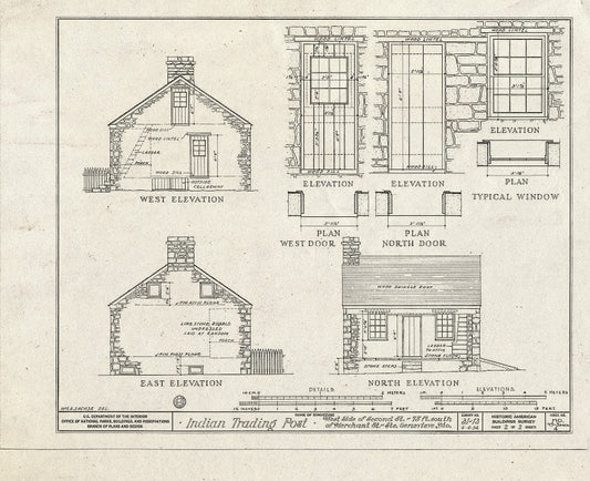 Blueprint HABS MO,97-SAIGEN,4- (Sheet 2 of 2) - Indian Trading Post, Second & Merchant Streets, Sainte Genevieve, Ste. Genevieve County, MO