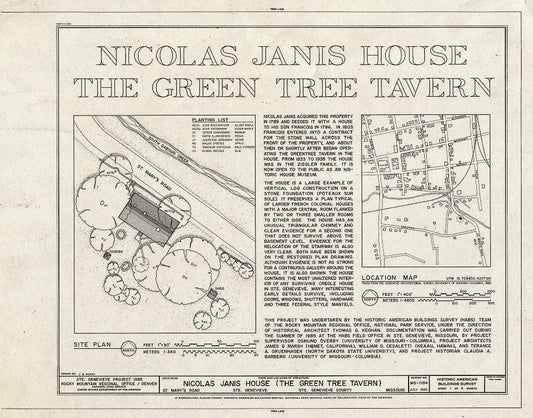 Blueprint HABS MO,97-SAIGEN,5- (Sheet 1 of) - Nicolas Janis House, 244 Old St. Mary's Road, Sainte Genevieve, Ste. Genevieve County, MO