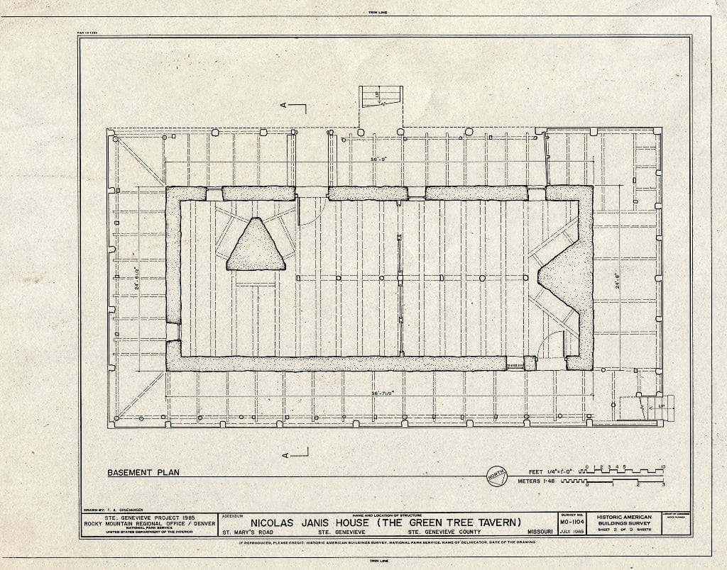 Blueprint HABS MO,97-SAIGEN,5- (Sheet 2 of) - Nicolas Janis House, 244 Old St. Mary's Road, Sainte Genevieve, Ste. Genevieve County, MO