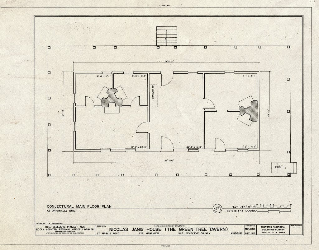 Blueprint HABS MO,97-SAIGEN,5- (Sheet 4 of) - Nicolas Janis House, 244 Old St. Mary's Road, Sainte Genevieve, Ste. Genevieve County, MO