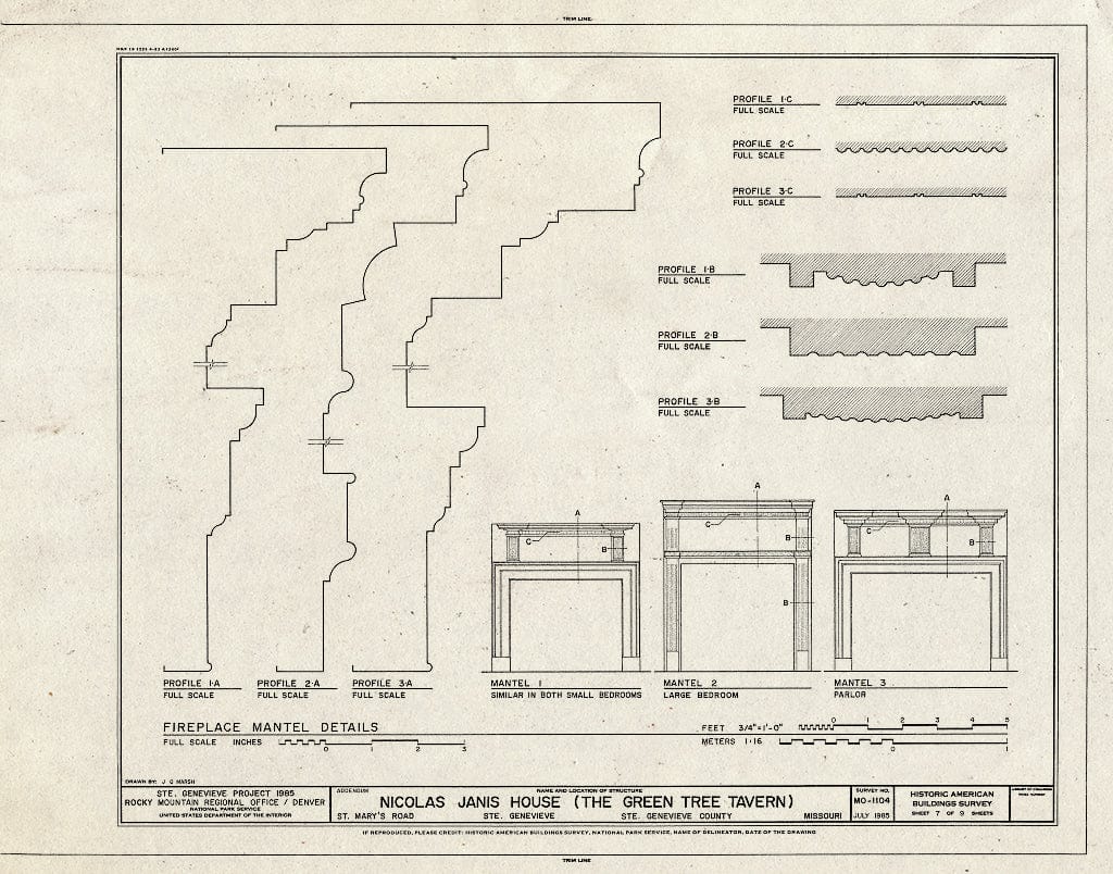 Blueprint HABS MO,97-SAIGEN,5- (Sheet 7 of) - Nicolas Janis House, 244 Old St. Mary's Road, Sainte Genevieve, Ste. Genevieve County, MO