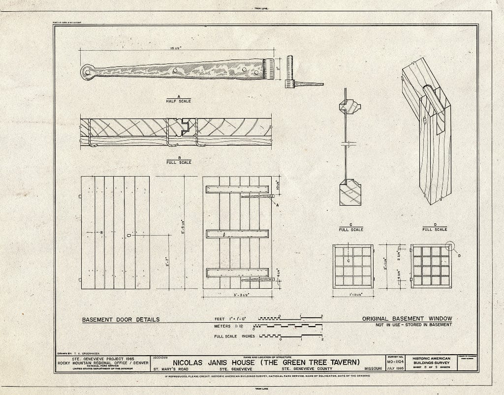 Blueprint HABS MO,97-SAIGEN,5- (Sheet 8 of) - Nicolas Janis House, 244 Old St. Mary's Road, Sainte Genevieve, Ste. Genevieve County, MO