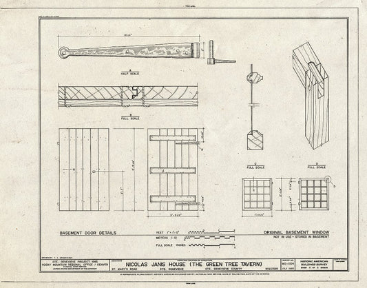 Blueprint HABS MO,97-SAIGEN,5- (Sheet 8 of) - Nicolas Janis House, 244 Old St. Mary's Road, Sainte Genevieve, Ste. Genevieve County, MO