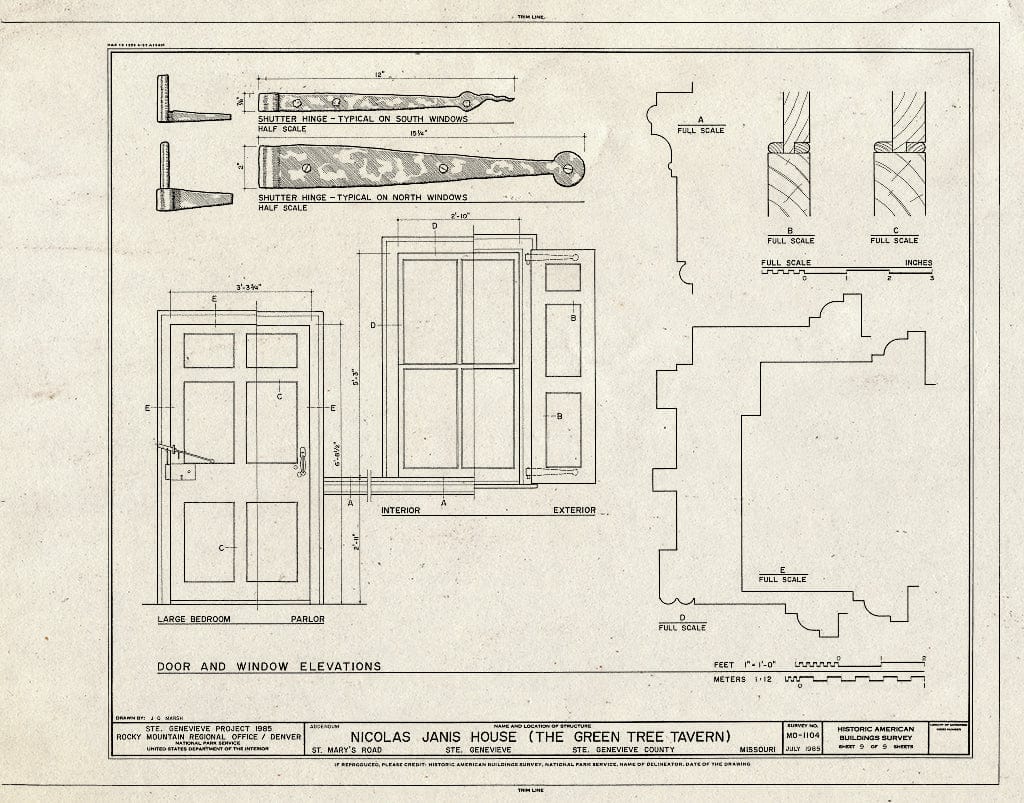 Blueprint HABS MO,97-SAIGEN,5- (Sheet 9 of) - Nicolas Janis House, 244 Old St. Mary's Road, Sainte Genevieve, Ste. Genevieve County, MO
