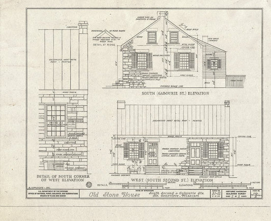 Blueprint HABS MO,97-SAIGEN,3- (Sheet 2 of 2) - Second & Gabourie Streets (Old Stone House), Corner of Second & Gabourie Streets, Sainte Genevieve, Ste. Genevieve County, MO