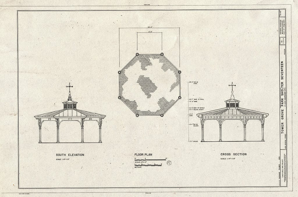 Blueprint HABS MO,96-SALU,46M- (Sheet 1 of 1) - Tower Grove Park, Shelter Seventeen, 4255 Arsenal Street, Saint Louis, Independent City, MO
