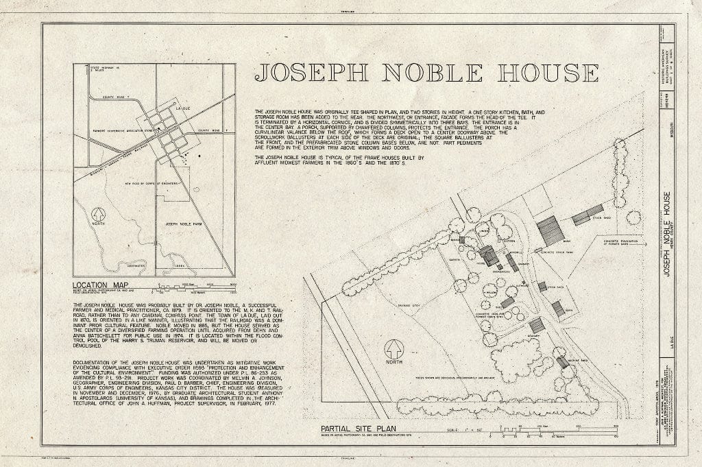 Blueprint HABS MO,42-Clint.V,1- (Sheet 1 of 6) - Joseph Noble House, Route EE in Ladue, Clinton, Henry County, MO