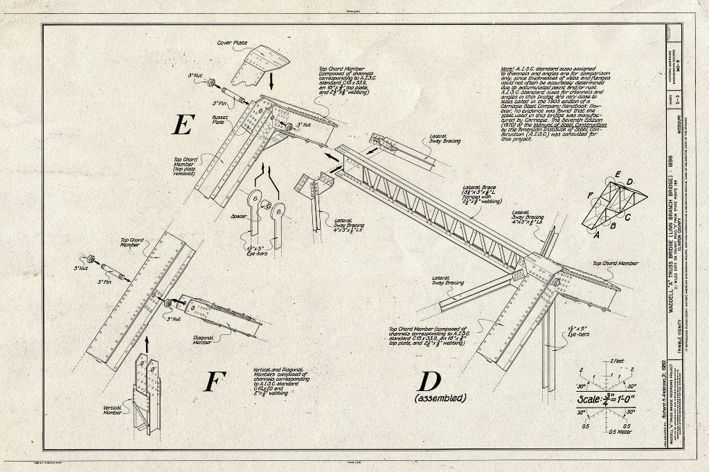 Blueprint HAER MO,25-Trim.V,1- (Sheet 3 of 3) - Waddell A Truss Bridge, English Landing Park, Parkville, Platte County, MO