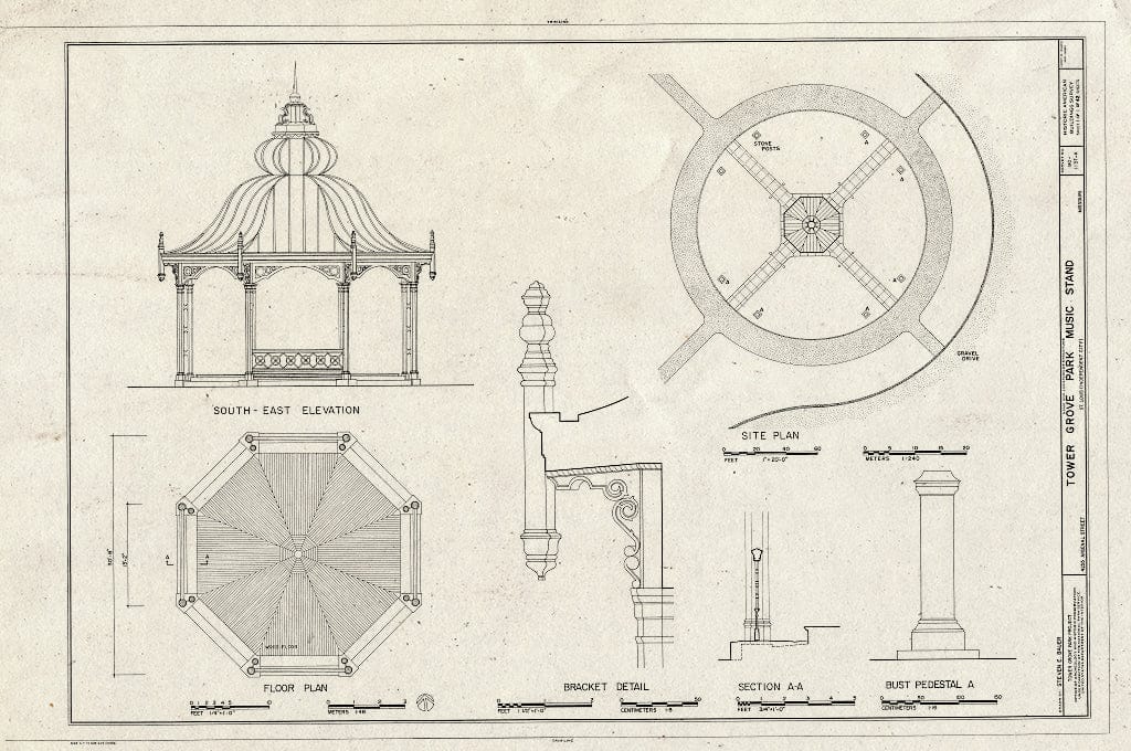 Blueprint HABS MO,96-SALU,46K- (Sheet 1 of 1) - Tower Grove Park, Music Stand, 4255 Arsenal Street, Saint Louis, Independent City, MO