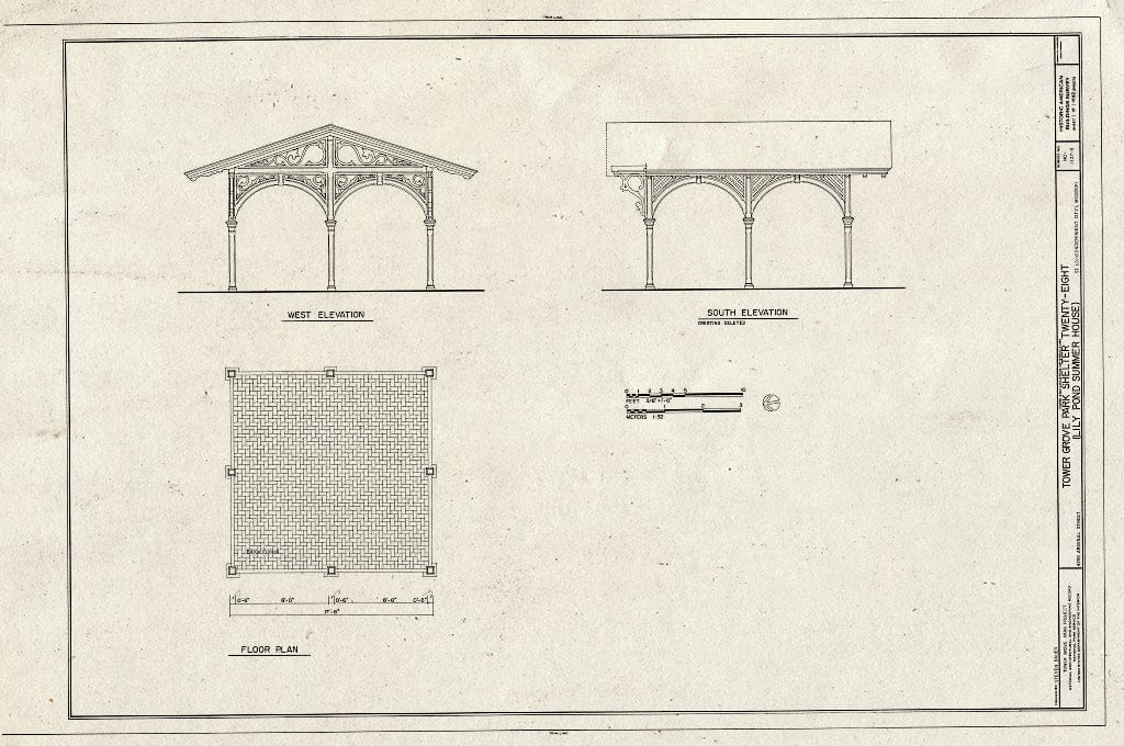 Blueprint HABS MO,96-SALU,46S- (Sheet 1 of 1) - Tower Grove Park, Shelter Twenty-Eight, 4255 Arsenal Street, Saint Louis, Independent City, MO