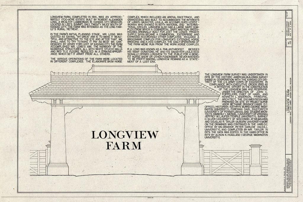 Blueprint HABS MO,48-LESUM,1- (Sheet 1 of 2) - Longview Farm, Longview Road, Lees Summit, Jackson County, MO
