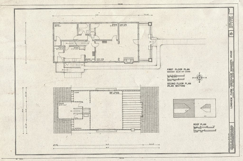 Blueprint HABS MO,48-LESUM,1/27- (Sheet 1 of 2) - Longview Farm, Greenhouse Manager's House, Longview Road, Lees Summit, Jackson County, MO