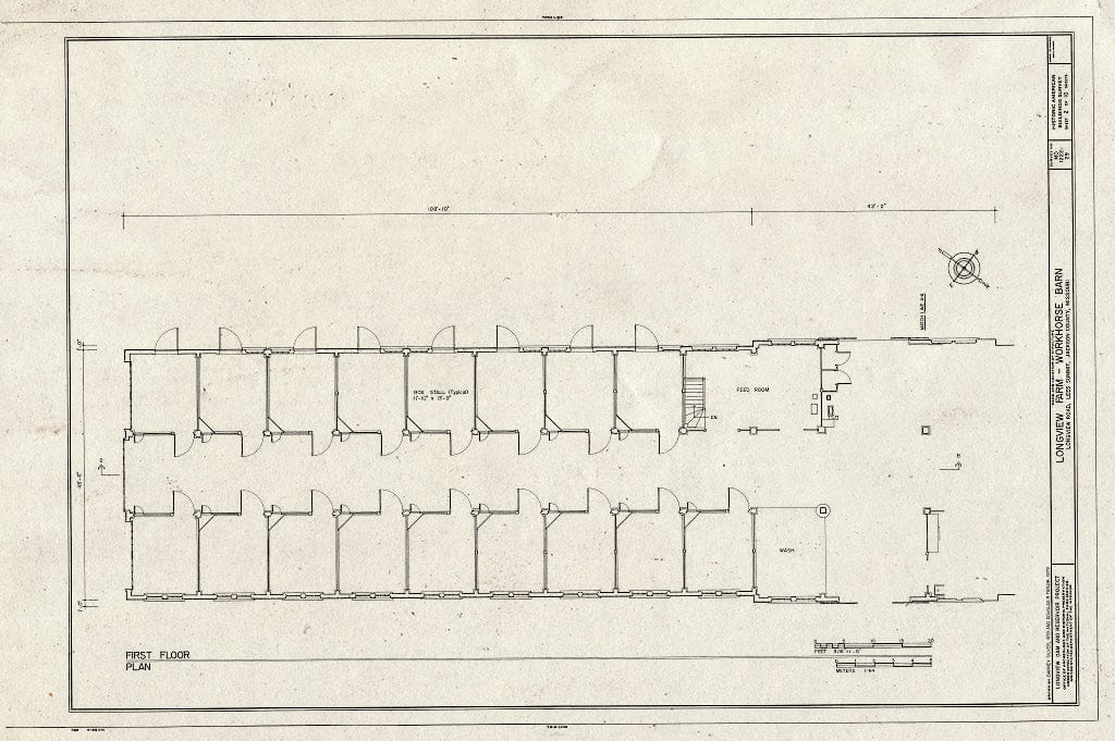 Blueprint HABS MO,48-LESUM,1/29- (Sheet 2 of 10) - Longview Farm, Work Horse Barn, Lees Summit, Jackson County, MO