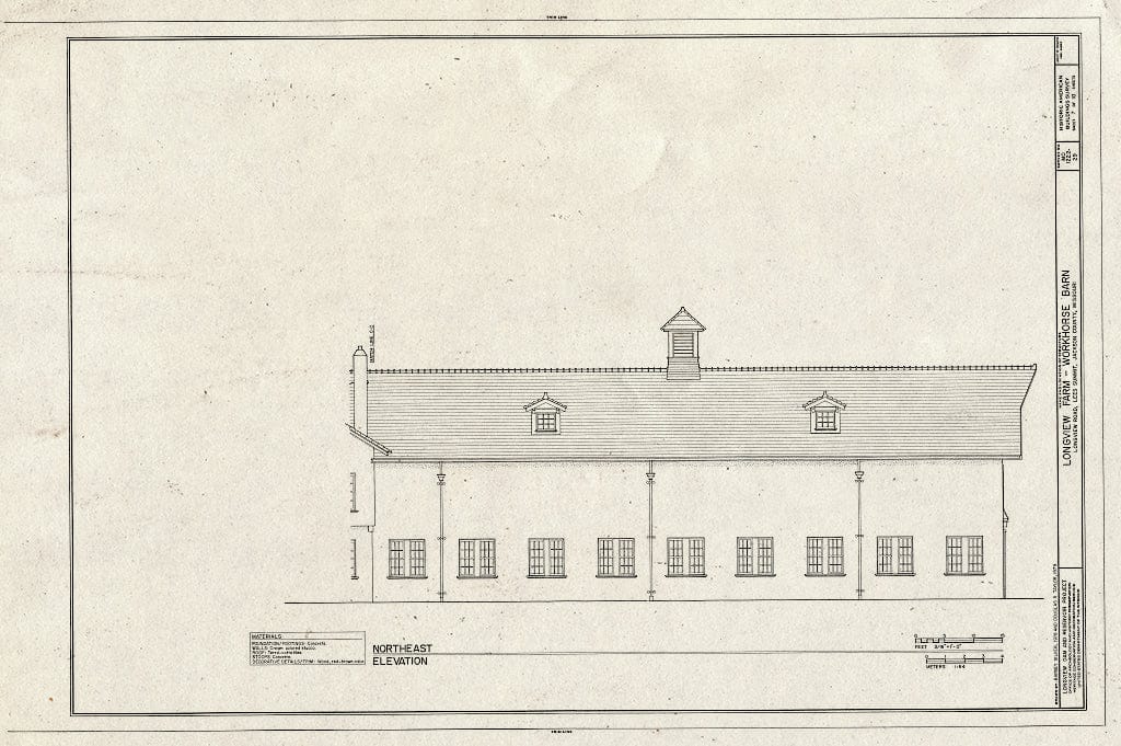 Blueprint HABS MO,48-LESUM,1/29- (Sheet 7 of 10) - Longview Farm, Work Horse Barn, Lees Summit, Jackson County, MO