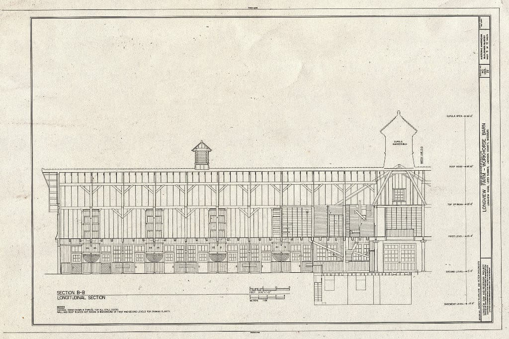Blueprint HABS MO,48-LESUM,1/29- (Sheet 9 of 10) - Longview Farm, Work Horse Barn, Lees Summit, Jackson County, MO