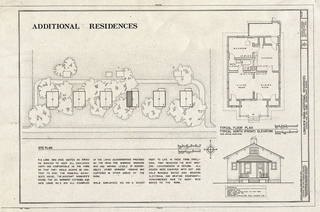Blueprint HABS MO,48-LESUM,1/41- (Sheet 1 of 1) - Longview Farm, Workers' Cottages, Lees Summit, Jackson County, MO
