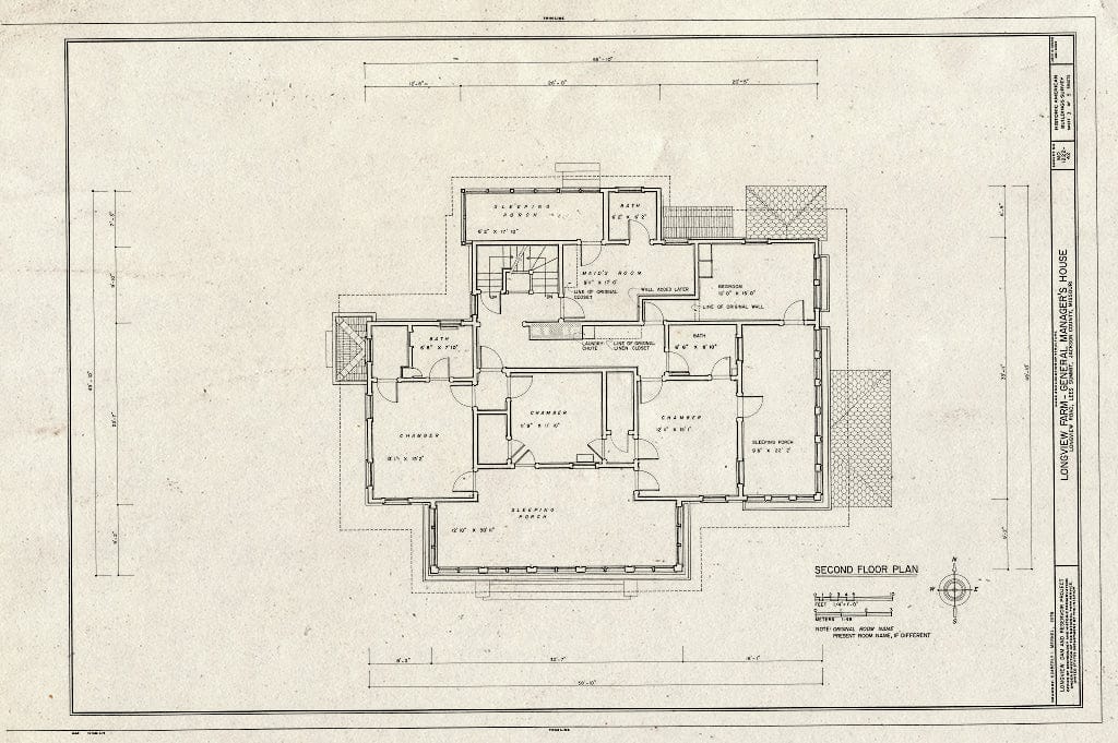 Blueprint HABS MO,48-LESUM,1/42- (Sheet 3 of 5) - Longview Farm, General Manager's House, Lees Summit, Jackson County, MO