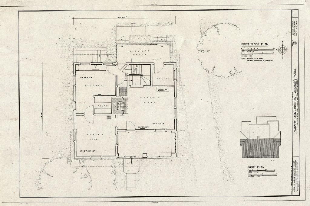 Blueprint HABS MO,48-LESUM,1/43- (Sheet 1 of 5) - Longview Farm, Assistant Manager's House, Lees Summit, Jackson County, MO