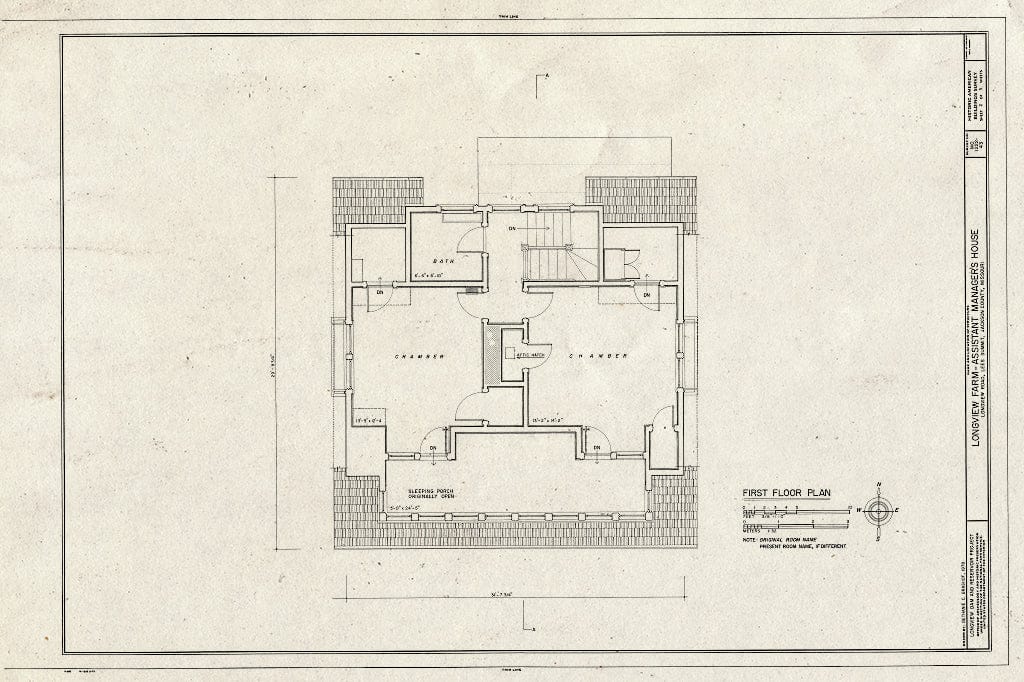 Blueprint HABS MO,48-LESUM,1/43- (Sheet 2 of 5) - Longview Farm, Assistant Manager's House, Lees Summit, Jackson County, MO