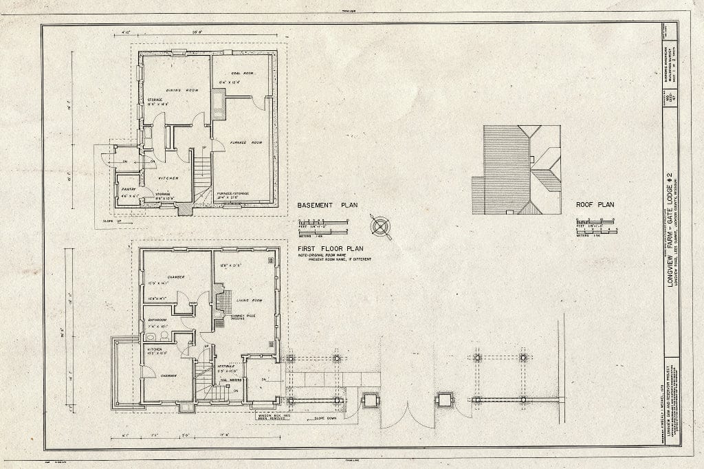 Blueprint HABS MO,48-LESUM,1/47- (Sheet 1 of 2) - Longview Farm, Gate Lodge Number 2, Lees Summit, Jackson County, MO