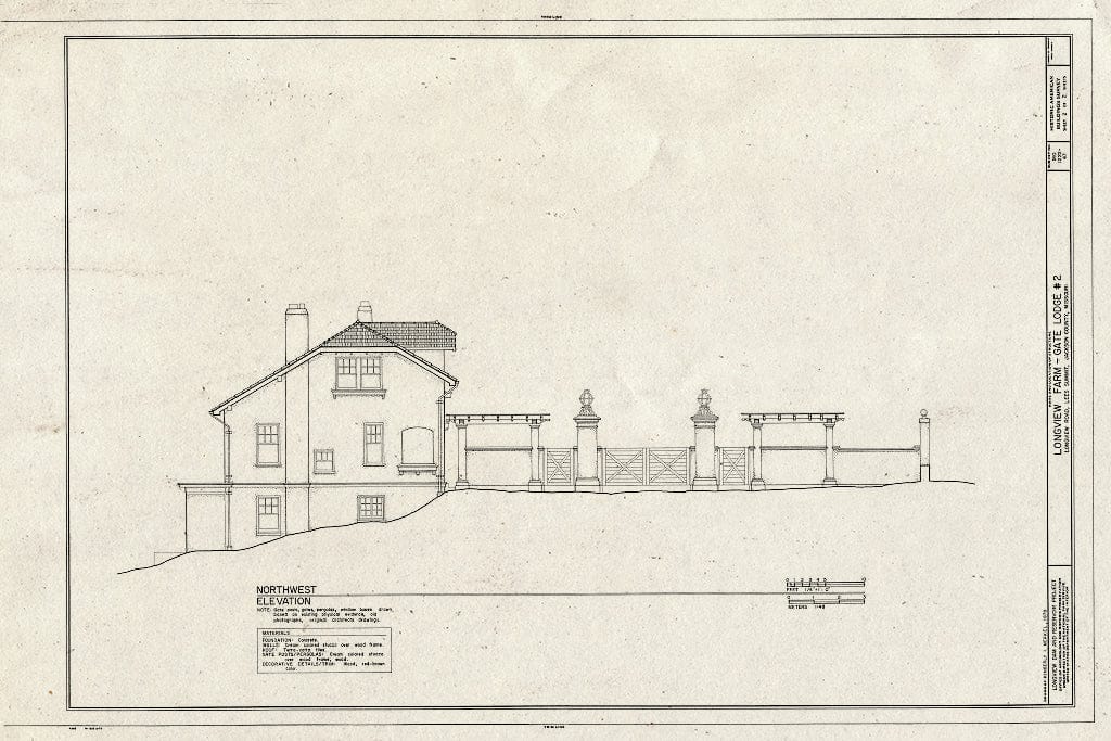 Blueprint HABS MO,48-LESUM,1/47- (Sheet 2 of 2) - Longview Farm, Gate Lodge Number 2, Lees Summit, Jackson County, MO