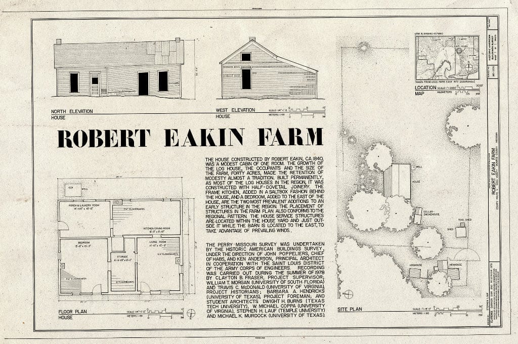 Blueprint HABS MO,69-GOSS.V,1- (Sheet 1 of 1) - Robert Eakin Farm, County Route U Vicinity, Goss, Monroe County, MO