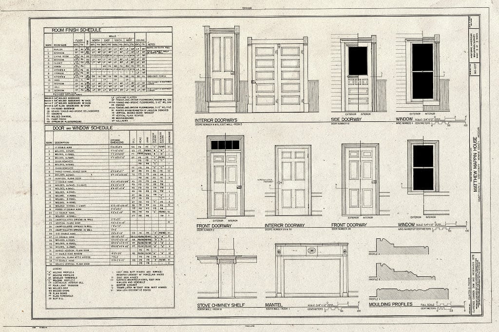 Blueprint HABS MO,69-GOSS.V,2- (Sheet 5 of 5) - Matthew Mappin House, County Route U, Goss, Monroe County, MO