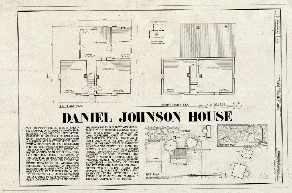 Blueprint HABS MO,69-Paris.V,1- (Sheet 1 of 2) - Daniel Johnson House, State Route 154, Paris, Monroe County, MO