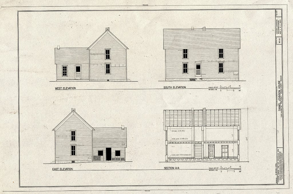 Blueprint HABS MO,69-Paris.V,1- (Sheet 2 of 2) - Daniel Johnson House, State Route 154, Paris, Monroe County, MO