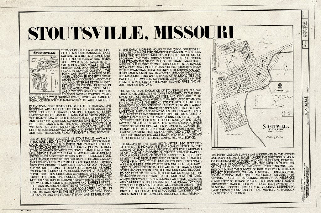 Blueprint HABS MO,69-Stout,1- (Sheet 1 of 2) - Town of Stoutsville, Stoutsville, Monroe County, MO