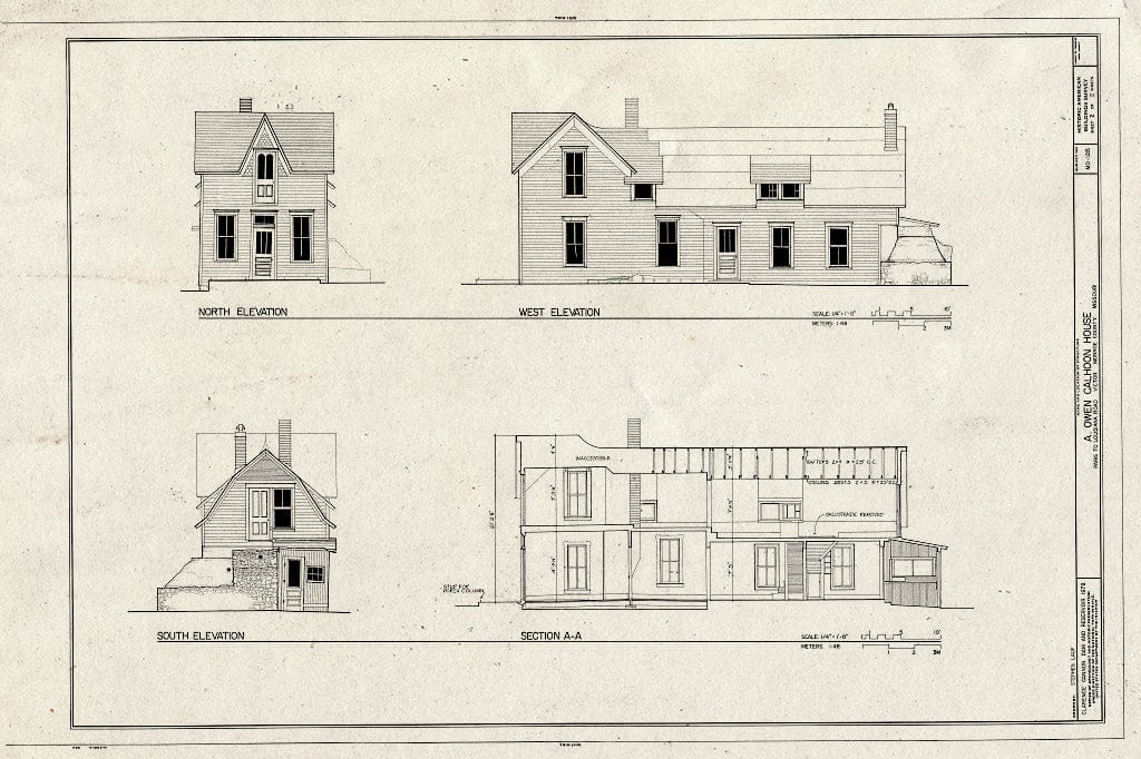 Blueprint HABS MO,69-VICT,2- (Sheet 2 of 2) - A. Owen Calhoon House, Paris-to-Louisiana Road Vicinity, Victor, Monroe County, MO