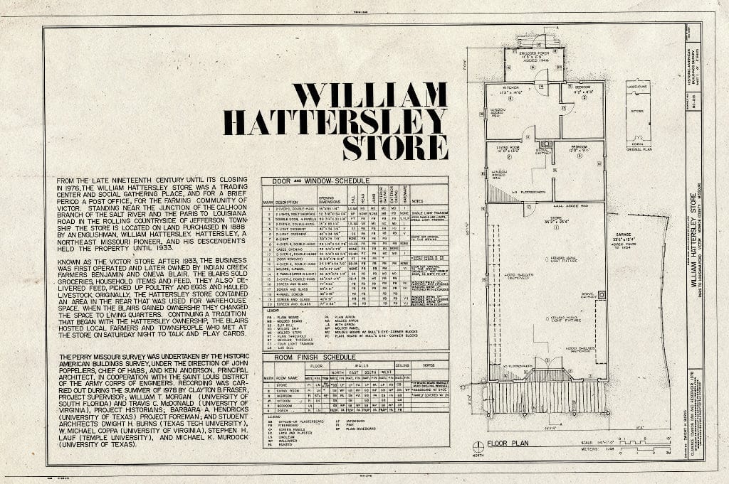 Blueprint HABS MO,69-VICT,3- (Sheet 1 of 2) - William Hattersley Store, Paris-to-Louisiana Road Vicinity (State Route 154), Victor, Monroe County, MO