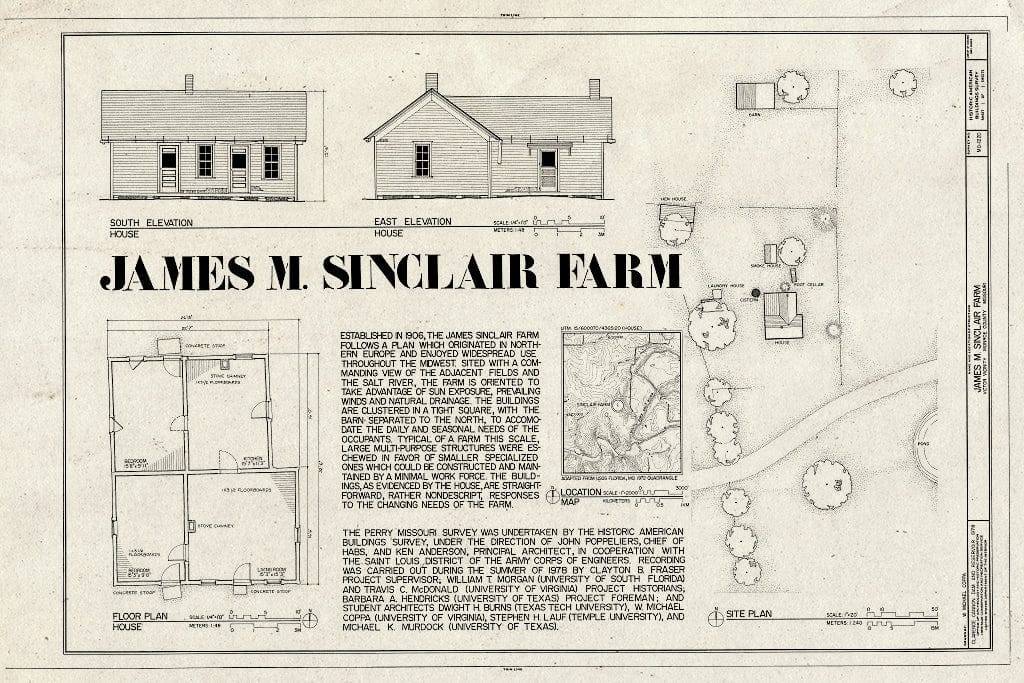Blueprint HABS MO,69-VICT.V,3- (Sheet 1 of 1) - James M. Sinclair Farm, State Route 154 & County Route Z Vicinity, Victor, Monroe County, MO