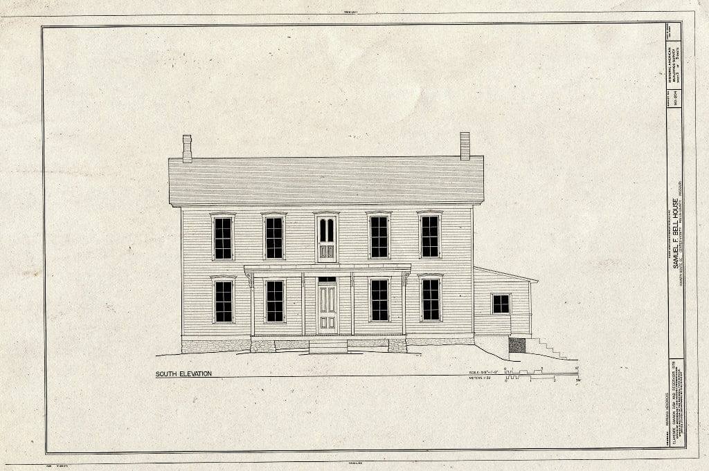Blueprint HABS MO,87-Cent.V,1- (Sheet 3 of 5) - Samuel F. Bell House, County Route CC Vicinity, Center, Ralls County, MO