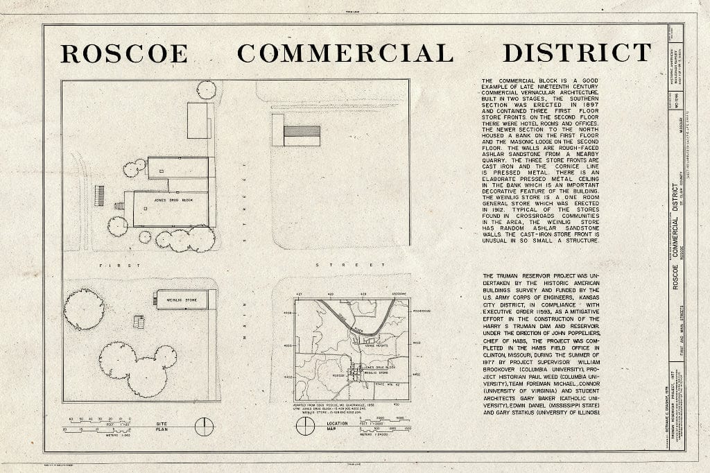 Blueprint HABS MO,93-ROSC,1- (Sheet 1 of 6) - Commercial Block, Main & First Streets, Roscoe, St. Clair County, MO