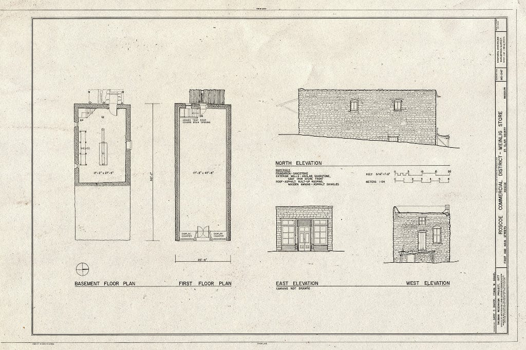 Blueprint HABS MO,93-ROSC,2- (Sheet 1 of 1) - Weinlig Store, Main Street, Roscoe, St. Clair County, MO