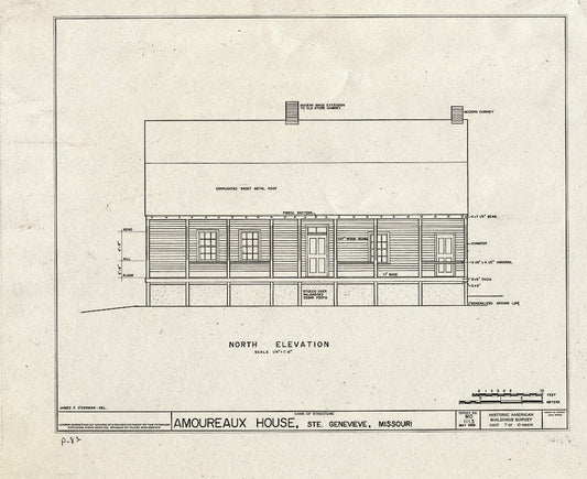 Blueprint HABS MO,97-SAIGEN,13- (Sheet 7 of 10) - Amoureaux House, 327 St. Mary's Road, Sainte Genevieve, Ste. Genevieve County, MO