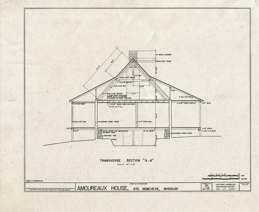 Blueprint HABS MO,97-SAIGEN,13- (Sheet 8 of 10) - Amoureaux House, 327 St. Mary's Road, Sainte Genevieve, Ste. Genevieve County, MO