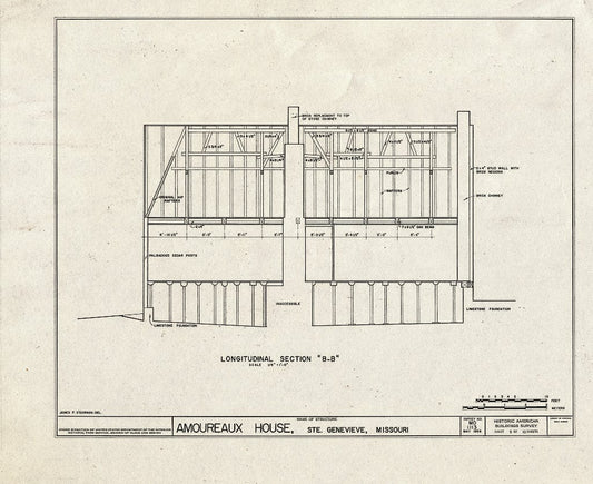 Blueprint HABS MO,97-SAIGEN,13- (Sheet 9 of 10) - Amoureaux House, 327 St. Mary's Road, Sainte Genevieve, Ste. Genevieve County, MO