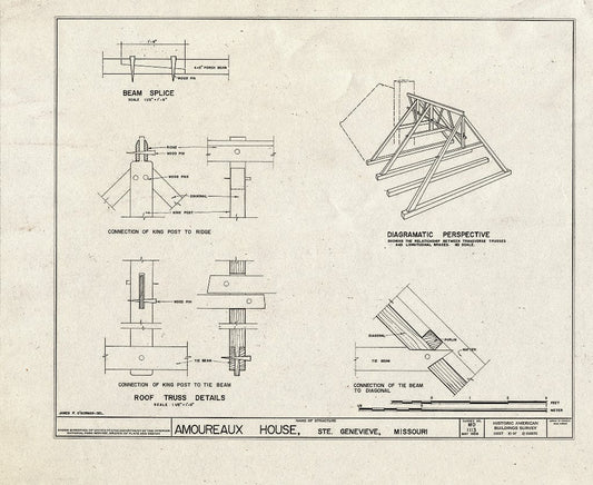 Blueprint HABS MO,97-SAIGEN,13- (Sheet 10 of 10) - Amoureaux House, 327 St. Mary's Road, Sainte Genevieve, Ste. Genevieve County, MO
