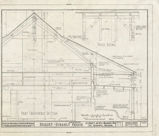 Blueprint HABS MO,97-SAIGEN,14- (Sheet 4 of 6) - Bequet-Ribault House, St. Mary's Road, Sainte Genevieve, Ste. Genevieve County, MO