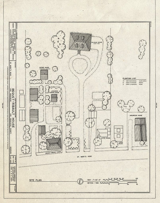 Blueprint HABS MO,97-SAIGEN,14- (Sheet 2 of 3) - Bequet-Ribault House, St. Mary's Road, Sainte Genevieve, Ste. Genevieve County, MO