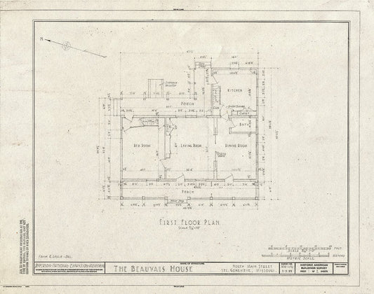 Blueprint HABS MO,97-SAIGEN,20- (Sheet 1 of 2) - Vital St. Gemme Beauvais House I, 20 South Main Street, Sainte Genevieve, Ste. Genevieve County, MO