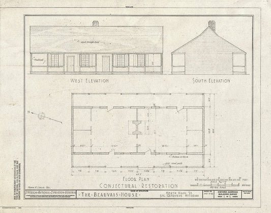 Blueprint HABS MO,97-SAIGEN,20- (Sheet 2 of 2) - Vital St. Gemme Beauvais House I, 20 South Main Street, Sainte Genevieve, Ste. Genevieve County, MO