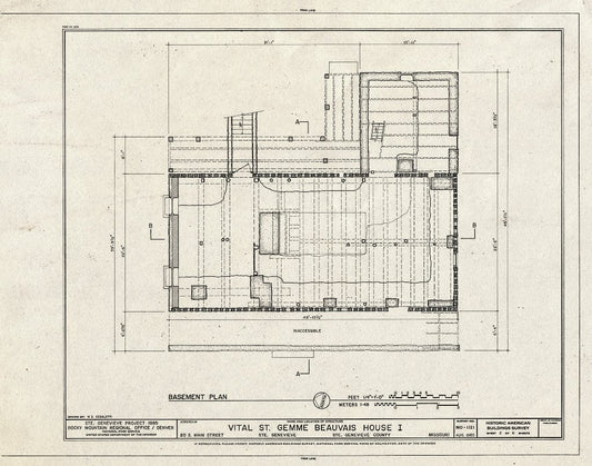 Blueprint HABS MO,97-SAIGEN,20- (Sheet 2 of 7) - Vital St. Gemme Beauvais House I, 20 South Main Street, Sainte Genevieve, Ste. Genevieve County, MO
